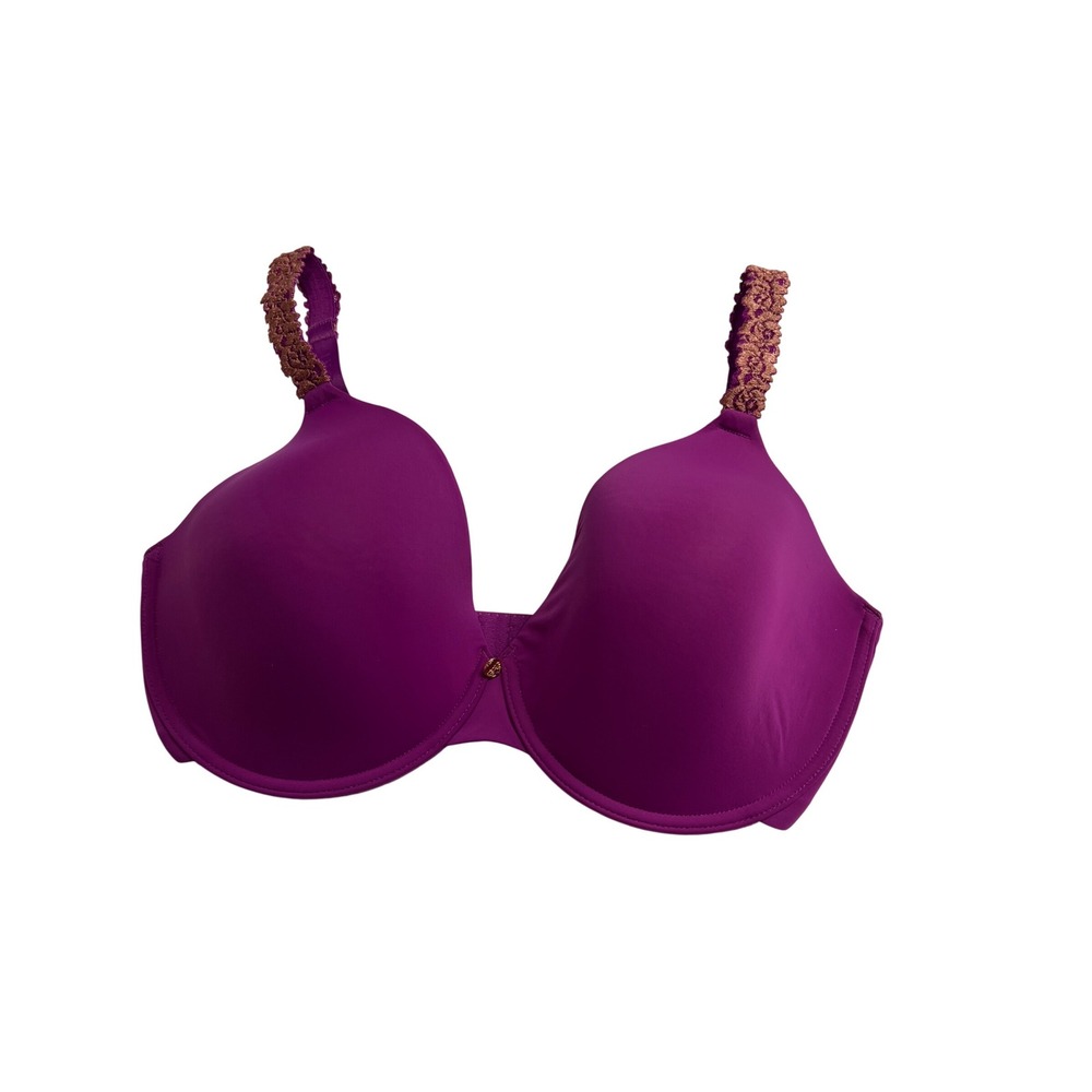 Natori Rose Dream Bra Womens 34DDD Pinot Purple Lace Trim 731080 Underwire PA53